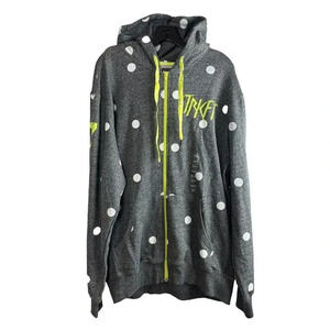TRUKFIT RESPECT FEW HOODIE ZIP JACKET 2XL MEN'S POCKETS GRAY POLKA Dot